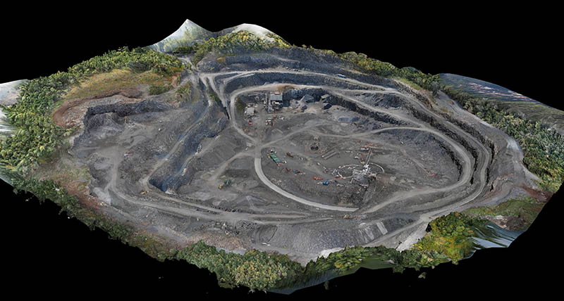 3D model of a quarry surveying job with a UAV